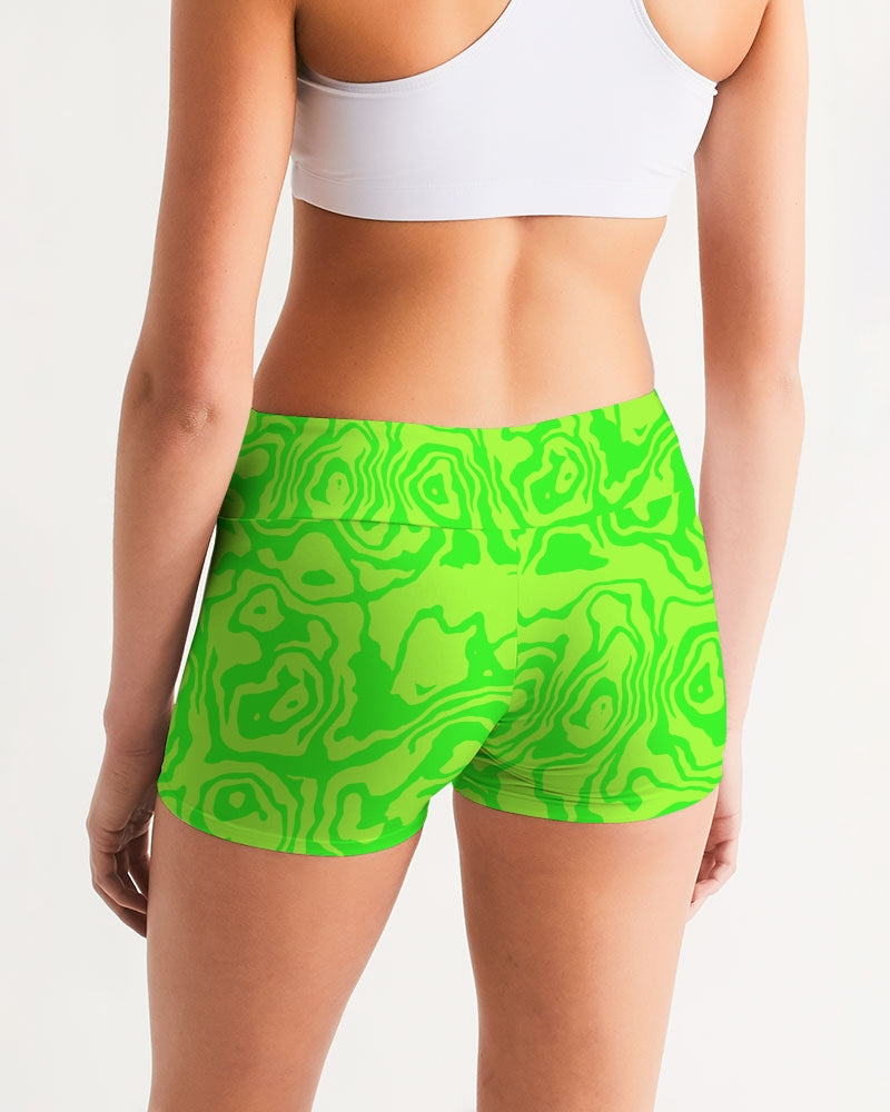 Green Apple Slush Women's Mid-Rise Yoga Shorts