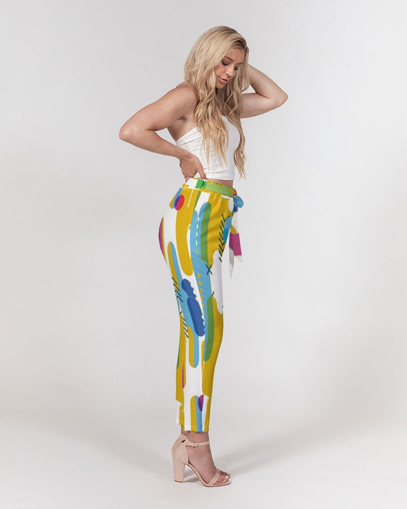 Dope T Women's Retro Splash Belted Tapered Pants - The Dripp VIP
