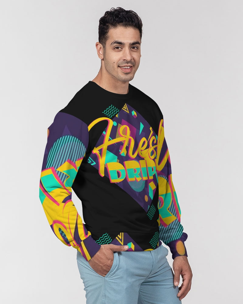 Fresh Dripp Men's All-Over Print Classic French Terry Crewneck Pullover