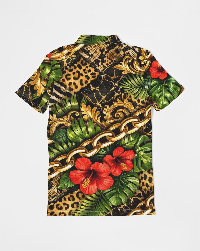 Urban Jungle Men's All-Over Print Slim Fit Short Sleeve Polo