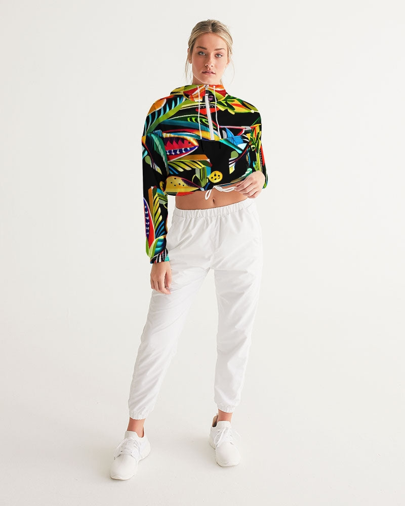 Tropical Dripp Women's Cropped Windbreaker