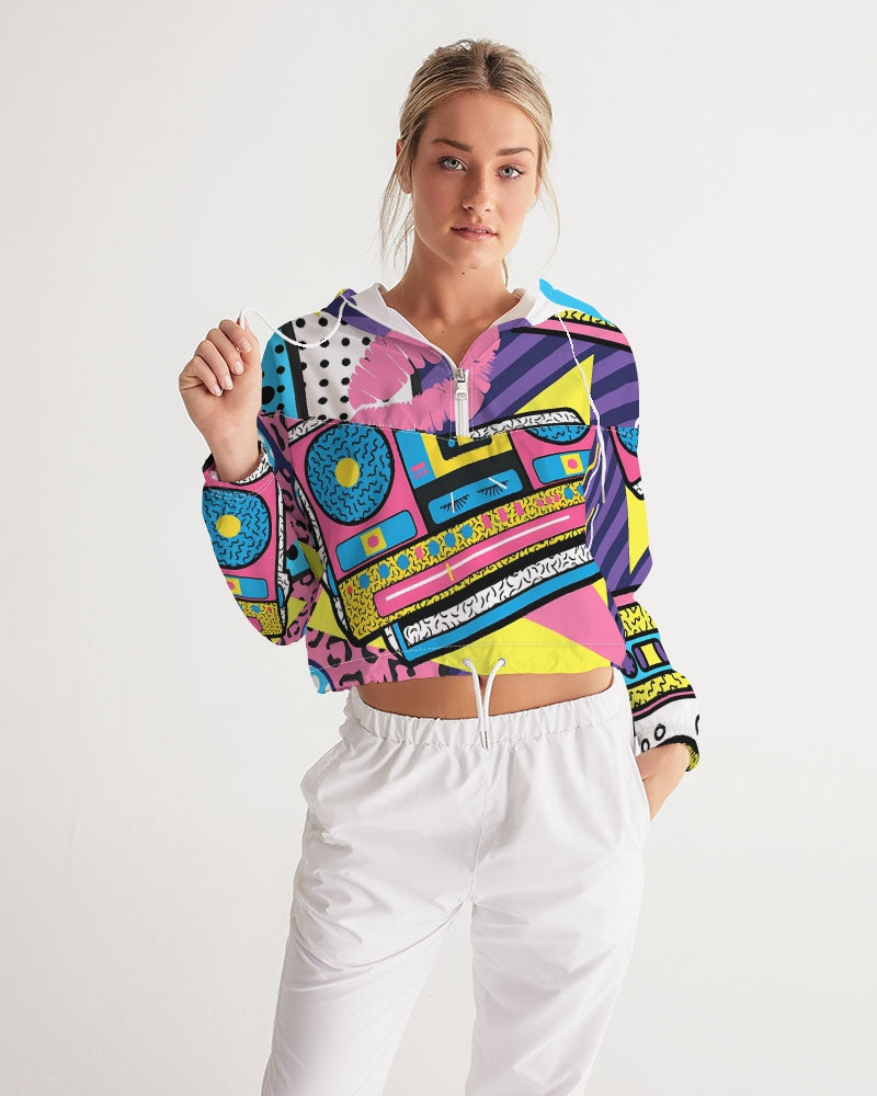 Fresh Dripp Women's All-Over Print Cropped Windbreaker