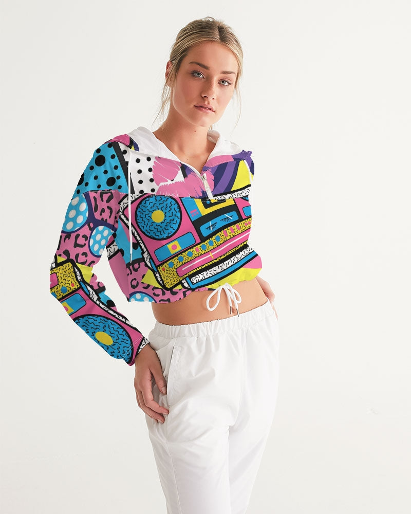 Fresh Dripp Women's All-Over Print Cropped Windbreaker