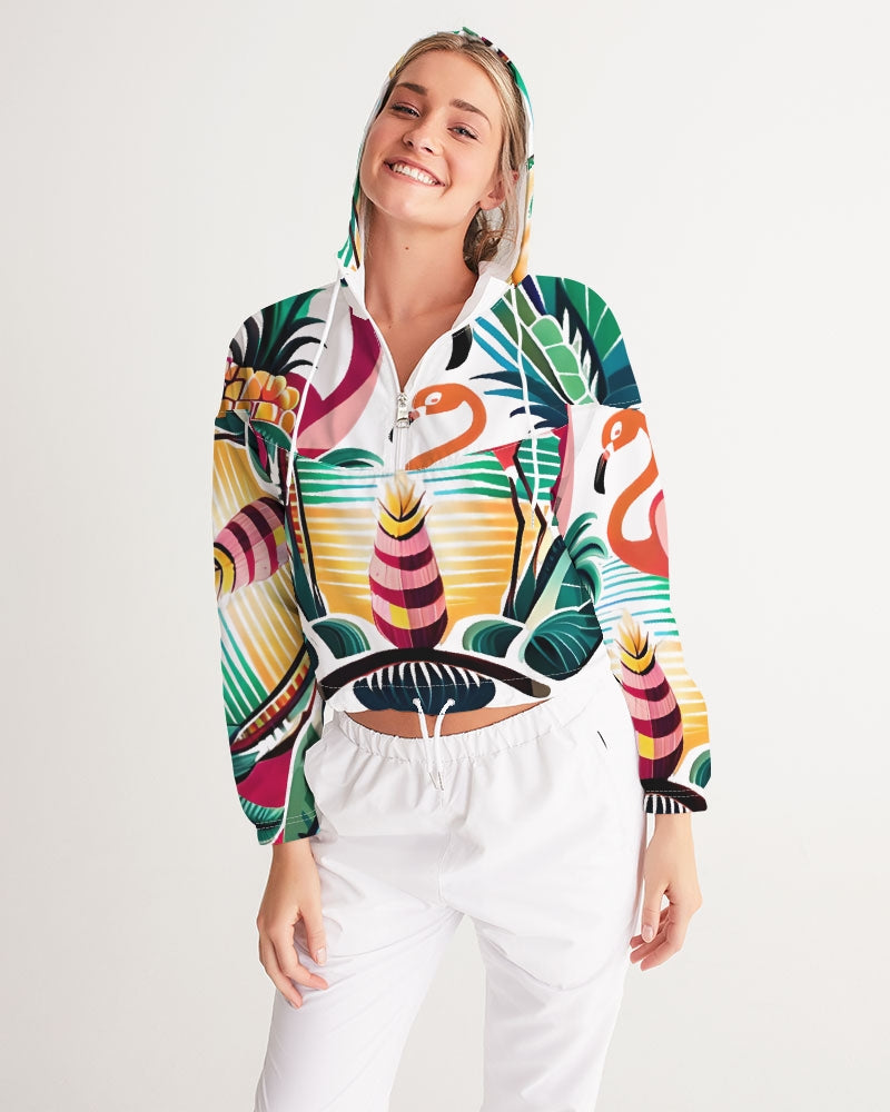 Tropical Paradise Women's Cropped Windbreaker