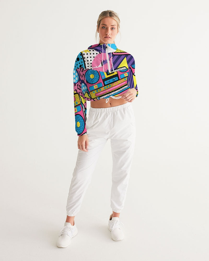 Fresh Dripp Women's All-Over Print Cropped Windbreaker