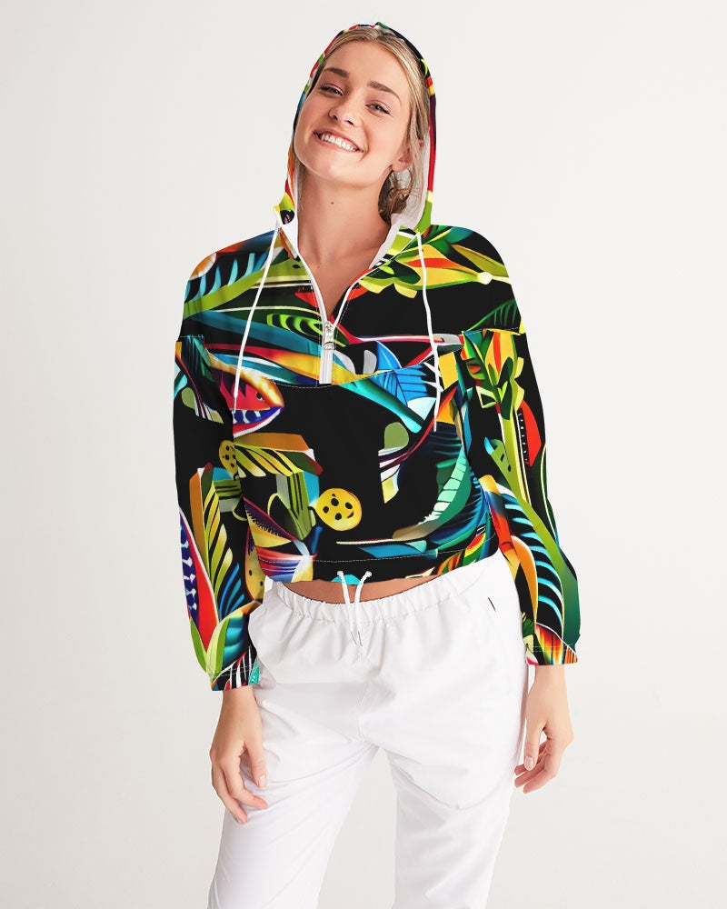 Tropical Dripp Women's Cropped Windbreaker