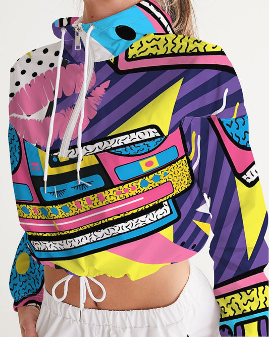Fresh Dripp Women's All-Over Print Cropped Windbreaker
