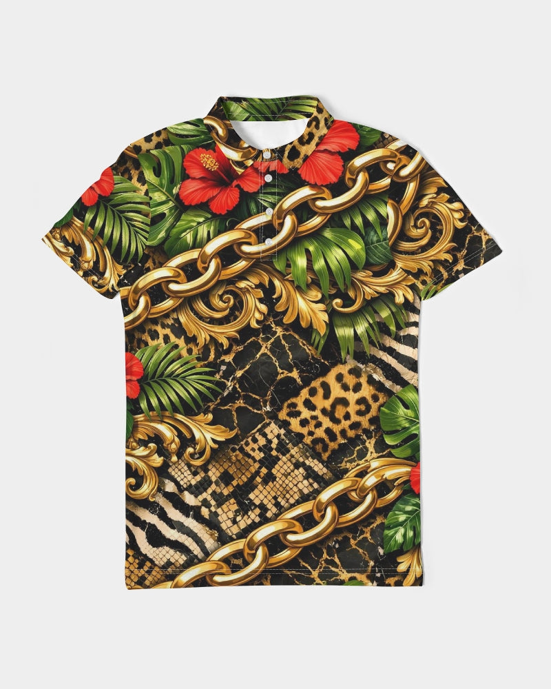 Urban Jungle Men's All-Over Print Slim Fit Short Sleeve Polo
