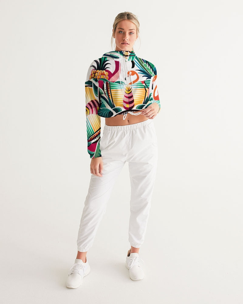 Tropical Paradise Women's Cropped Windbreaker
