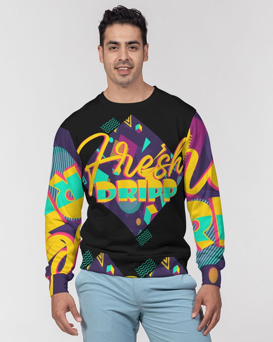 Fresh Dripp Men's All-Over Print Classic French Terry Crewneck Pullover