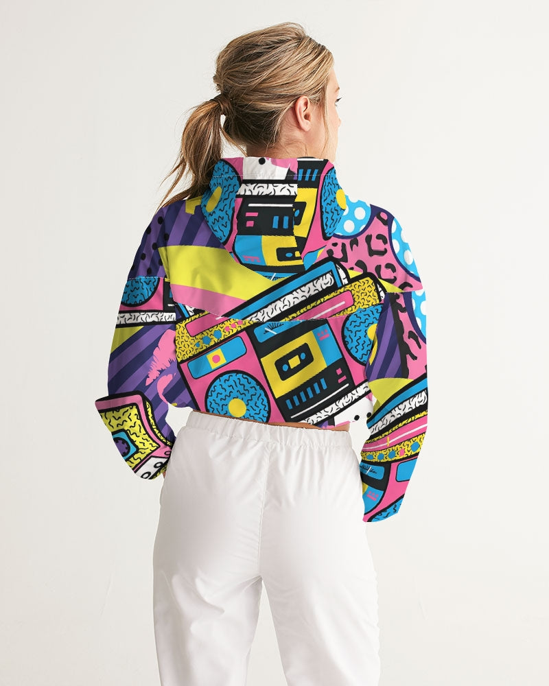 Fresh Dripp Women's All-Over Print Cropped Windbreaker