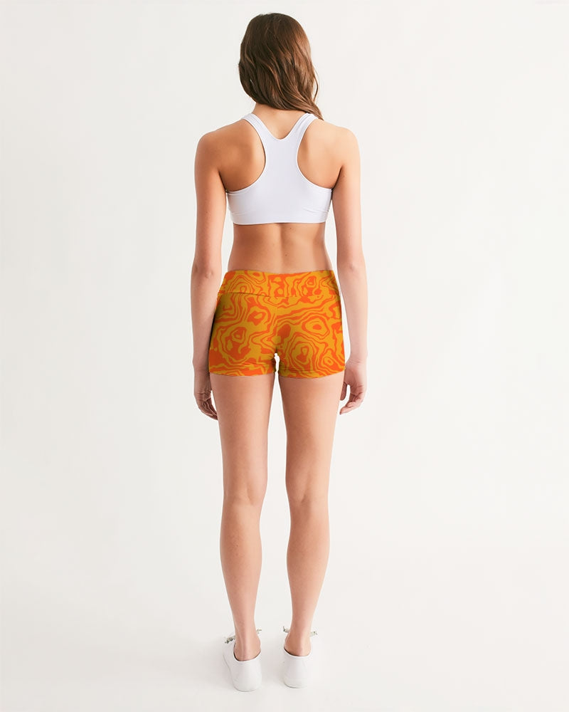 Orange Slush Women's Mid-Rise Yoga Shorts