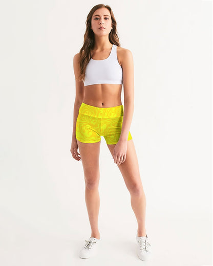 Lemonade Slush Women's Mid-Rise Yoga Shorts