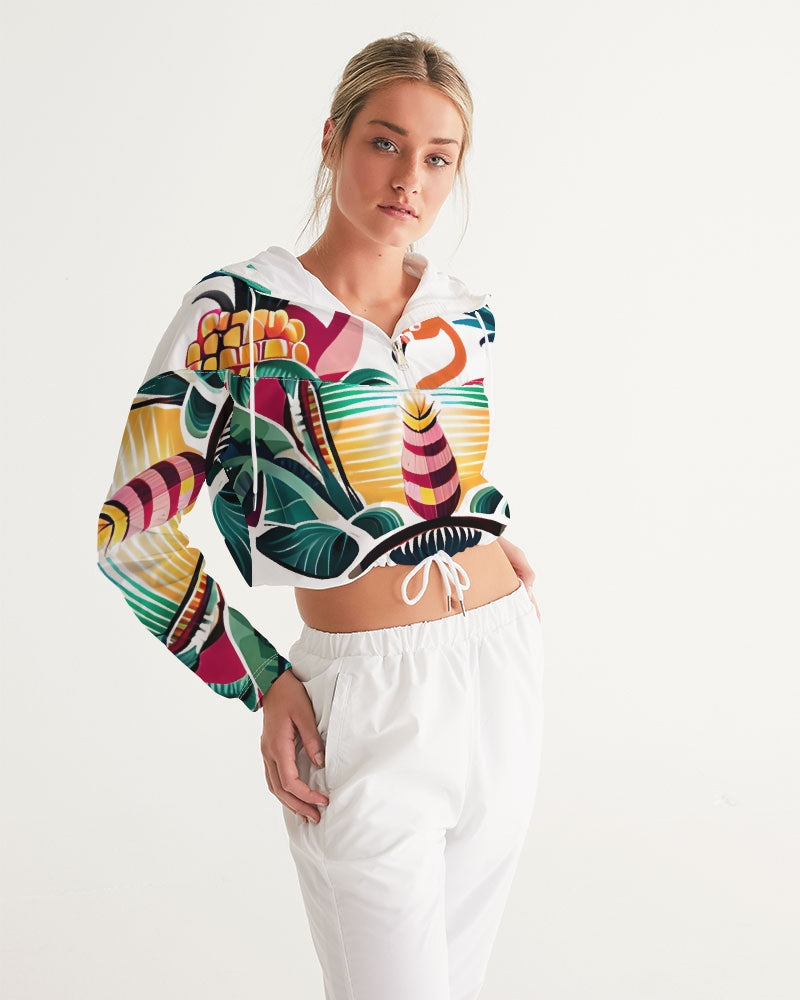 Tropical Paradise Women's Cropped Windbreaker