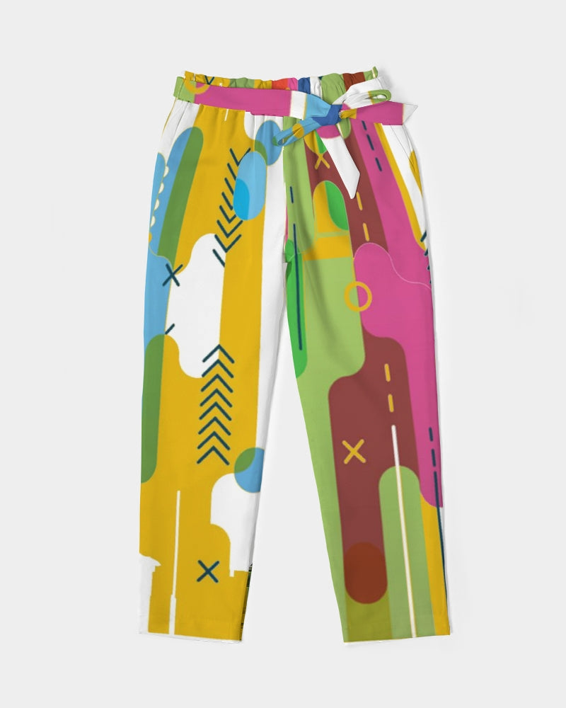 Dope T Women's Retro Splash Belted Tapered Pants - The Dripp VIP