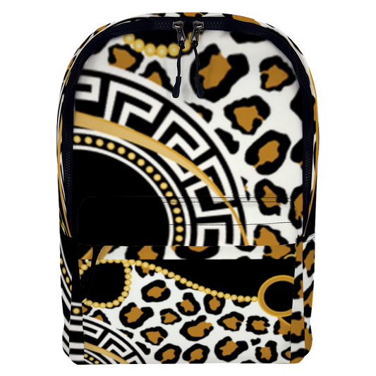 Safari Print Leather Travel Backpack