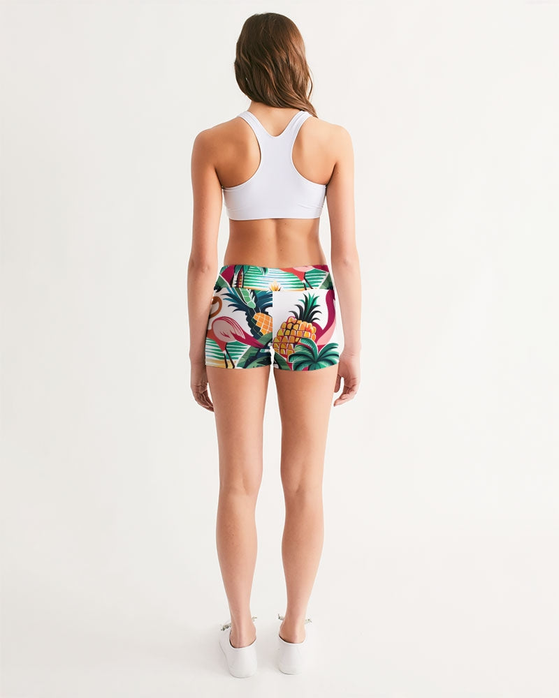 Tropical Paradise Women's Mid-Rise Yoga Shorts