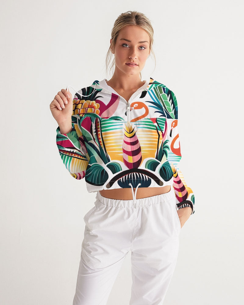 Tropical Paradise Women's Cropped Windbreaker