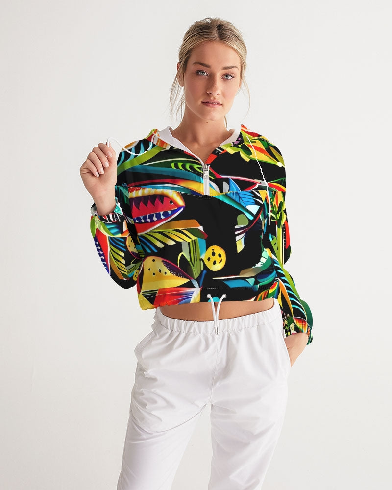 Tropical Dripp Women's Cropped Windbreaker