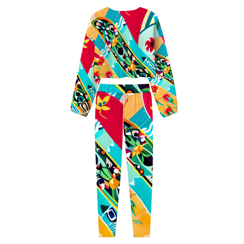 Custom Women's Two Piece Outfits Long Sleeve Zipper Top and Trousers Set