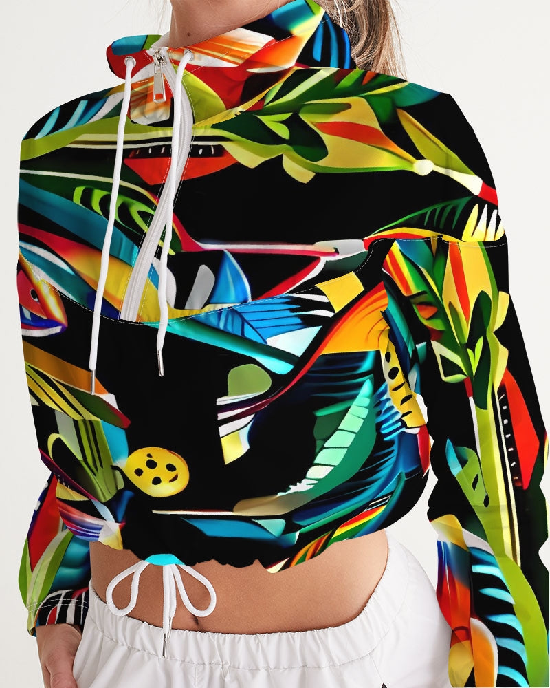 Tropical Dripp Women's Cropped Windbreaker