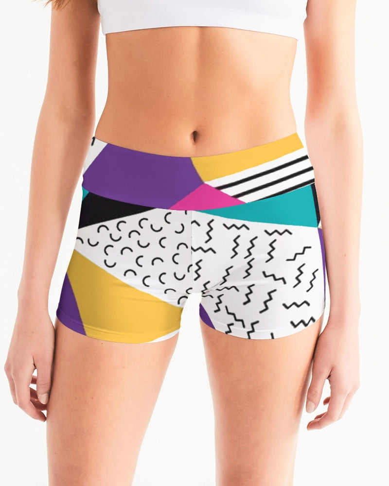 Dope T Women's Retro Splash Mid-Rise Yoga Shorts - The Dripp VIP