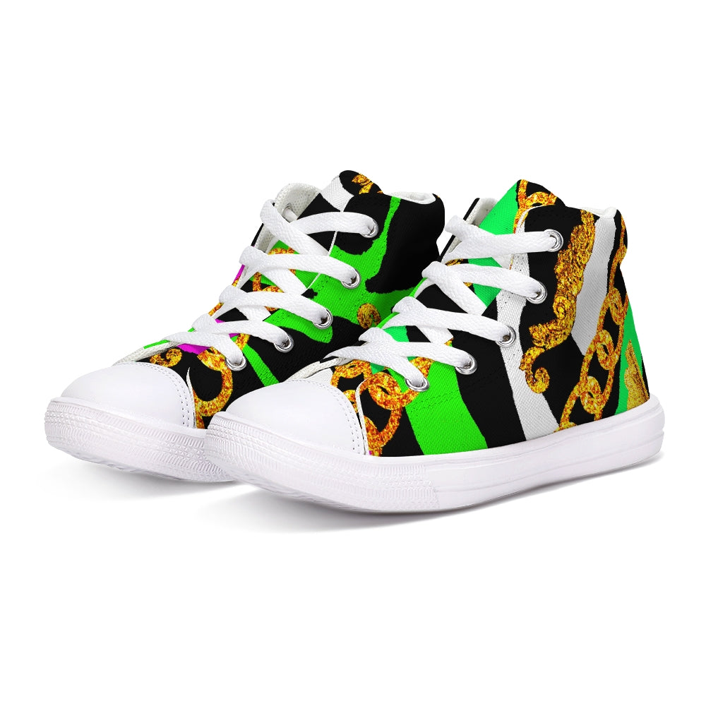 Neon Chain Dripp Kids Hightop Canvas Shoe