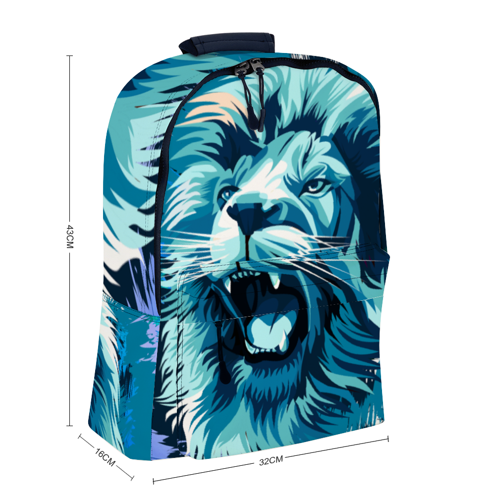 Abstract Lion Leather Travel Backpack