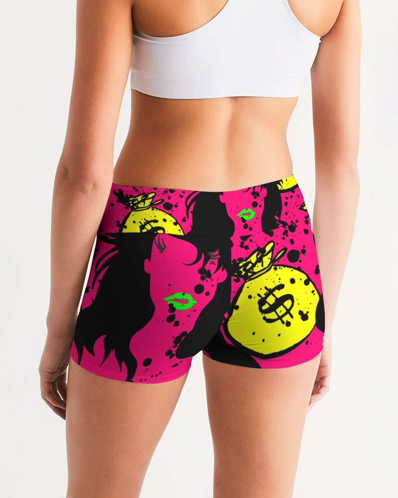 Trap Girl Women's Mid-Rise Yoga Shorts - The Dripp VIP