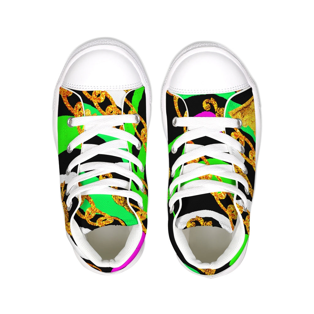 Neon Chain Dripp Kids Hightop Canvas Shoe - The Dripp VIP