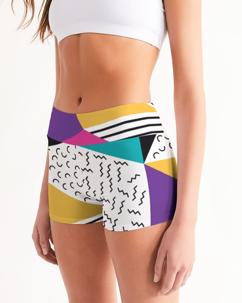 Dope T Women's Retro Splash Mid-Rise Yoga Shorts - The Dripp VIP
