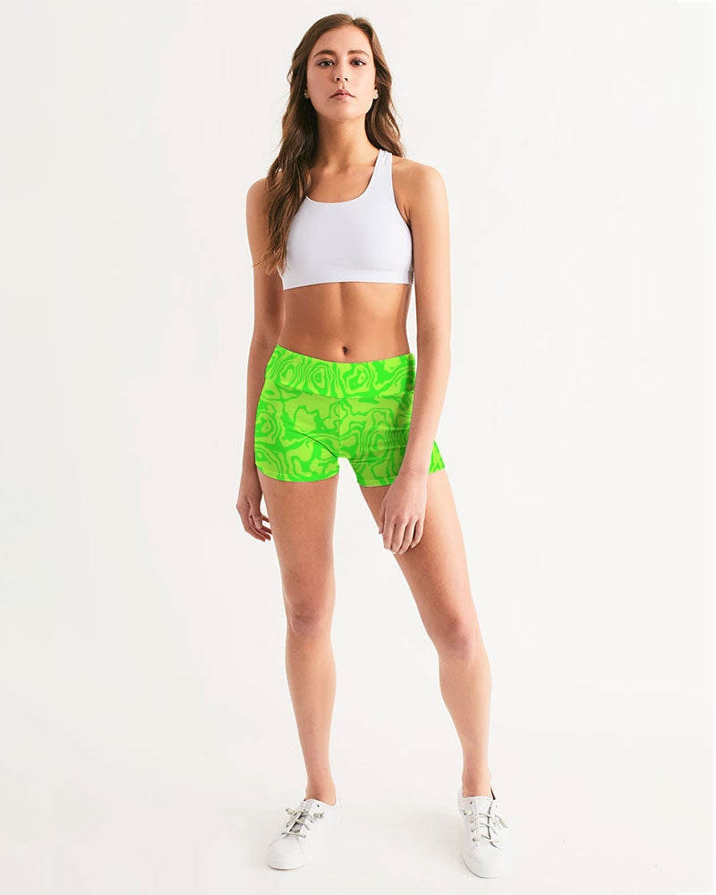 Green Apple Slush Women's Mid-Rise Yoga Shorts