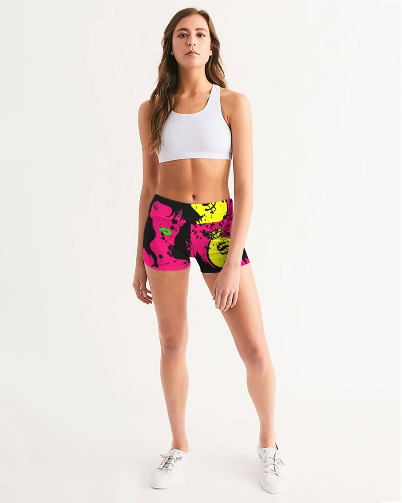 Trap Girl Women's Mid-Rise Yoga Shorts - The Dripp VIP