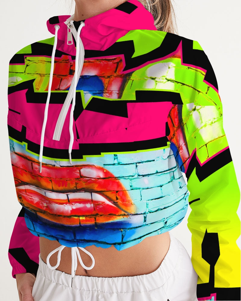 Graffiti Dripp Women's Cropped Windbreaker