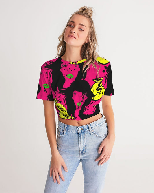 Trap Girl Women's Twist-Front Cropped Tee - The Dripp VIP