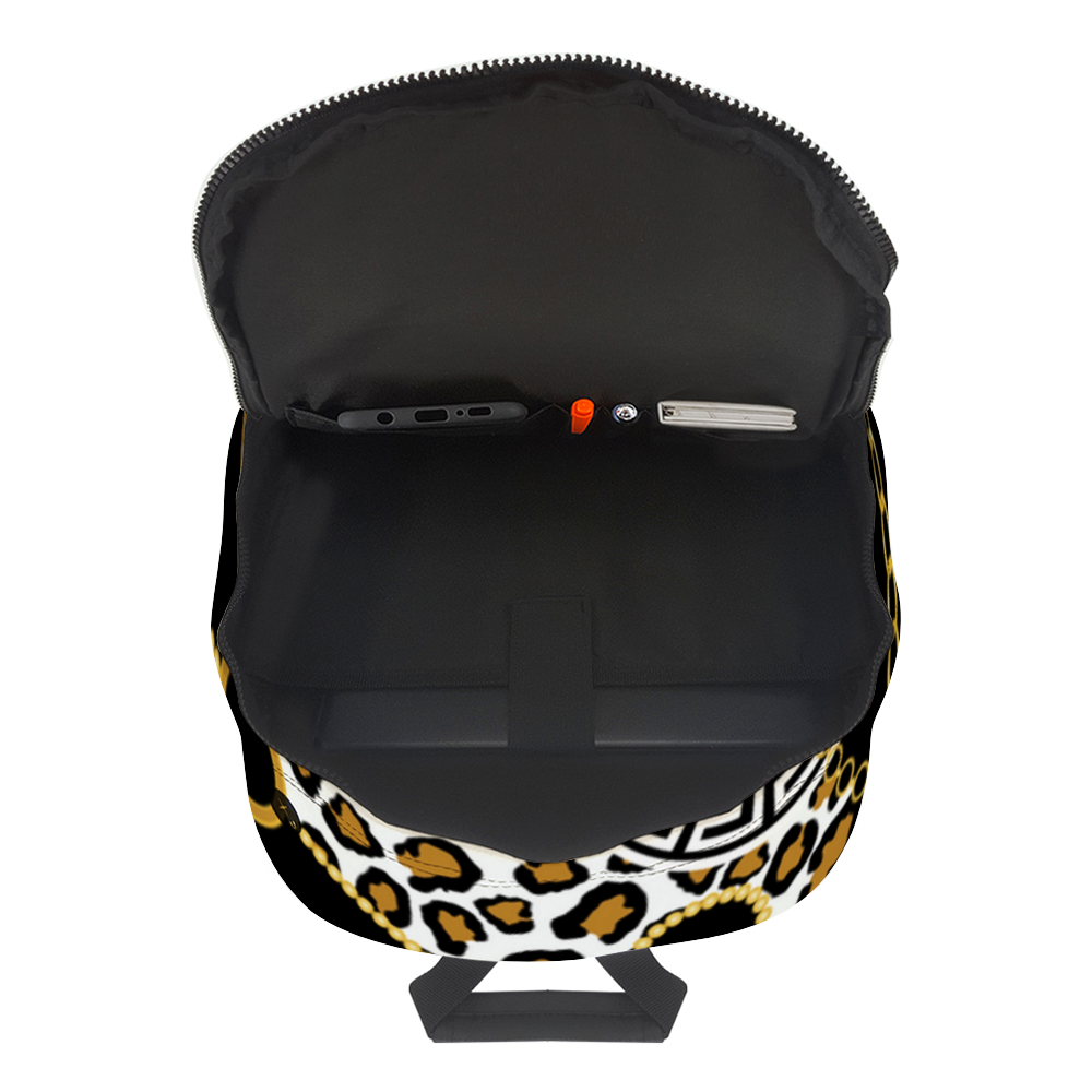 Safari Print Leather Travel Backpack