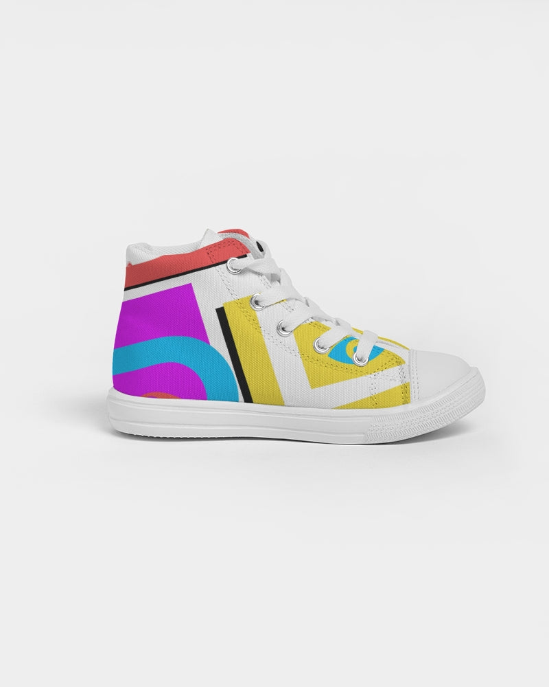Color Block Retro Splash Kids Hightop Canvas Shoe