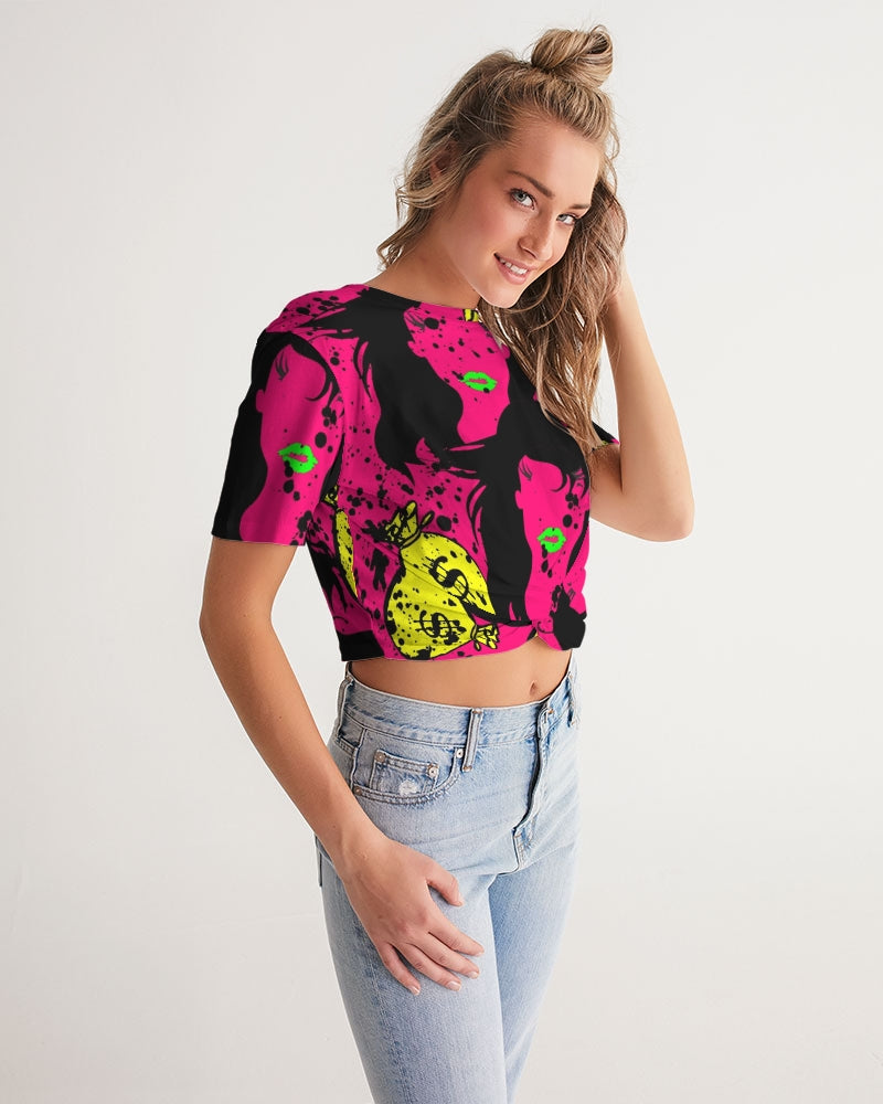 Trap Girl Women's Twist-Front Cropped Tee - The Dripp VIP