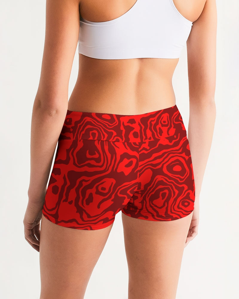 Cherry Slush Women's Mid-Rise Yoga Shorts