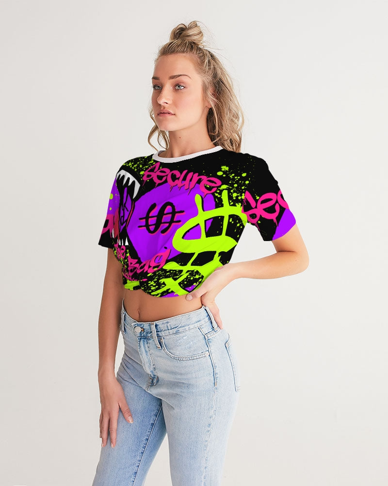 Money Splash Women's Twist-Front Cropped Tee - The Dripp VIP