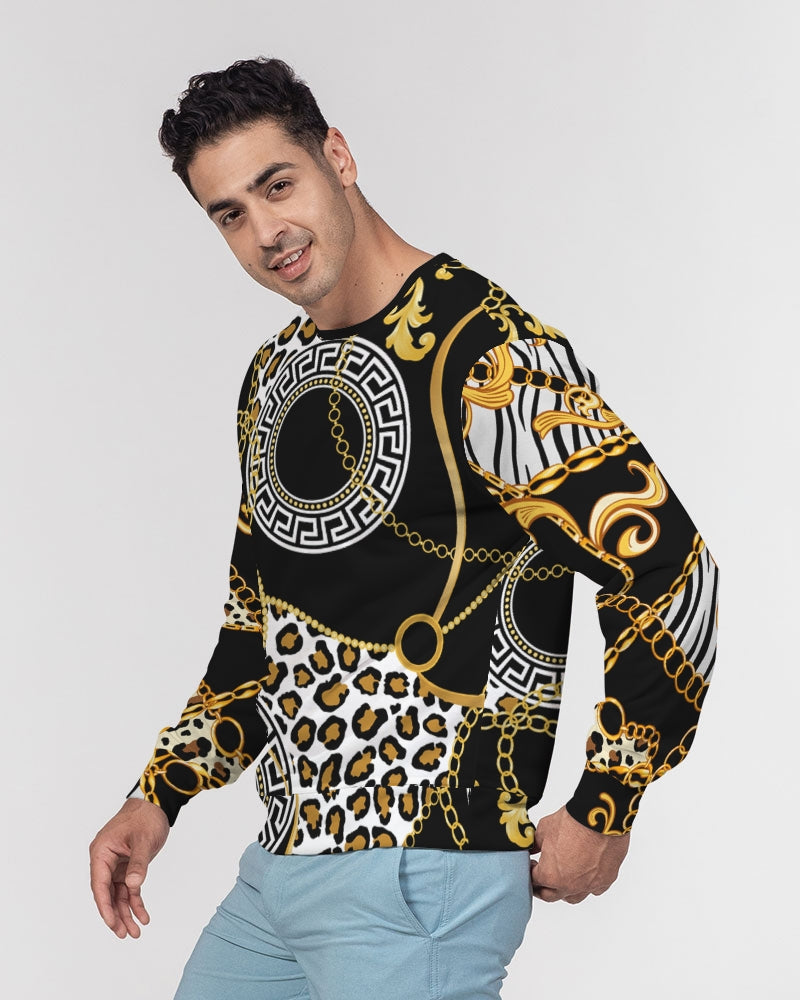 Mix Multi Prints Men's Classic French Terry Crewneck Pullover