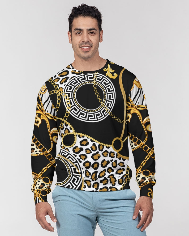 Mix Multi Prints Men's Classic French Terry Crewneck Pullover