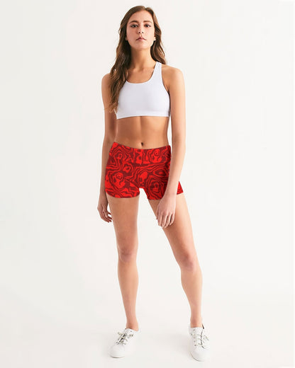 Cherry Slush Women's Mid-Rise Yoga Shorts