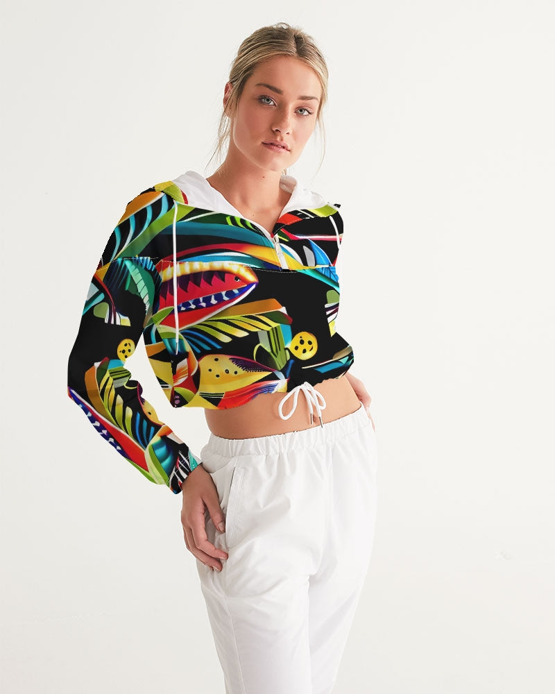 Tropical Dripp Women's Cropped Windbreaker