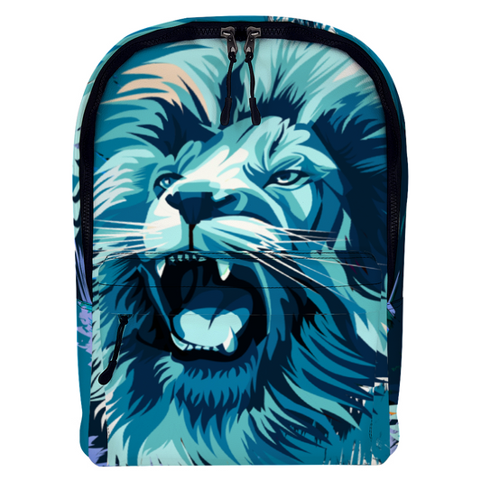 Abstract Lion Leather Travel Backpack