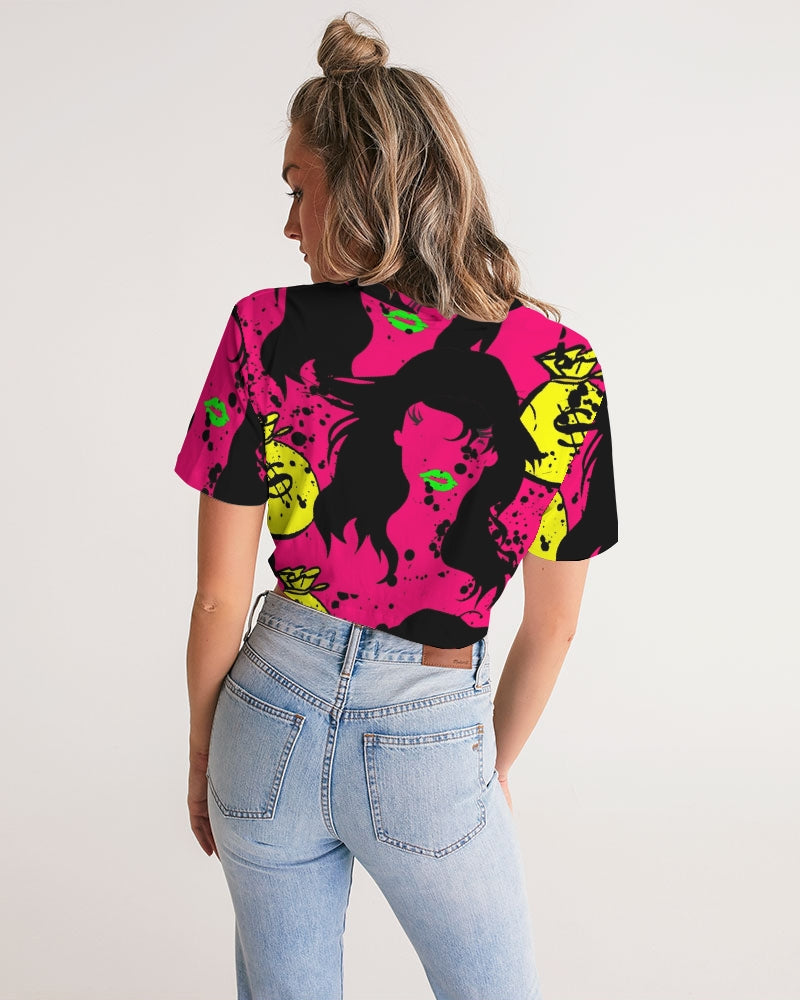 Trap Girl Women's Twist-Front Cropped Tee - The Dripp VIP