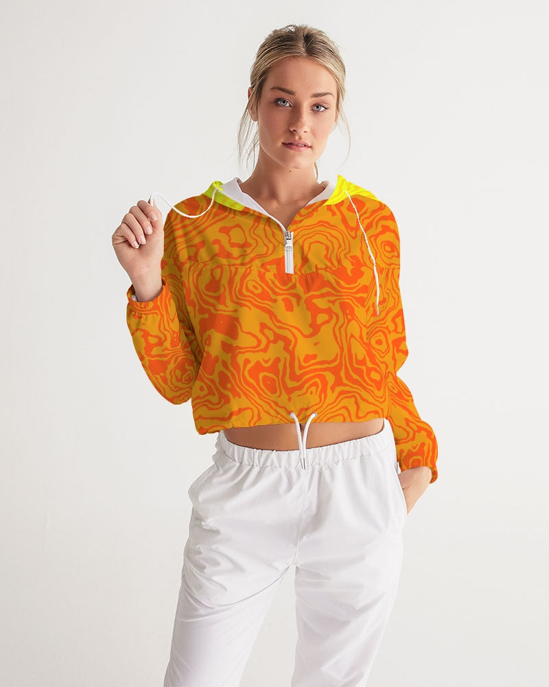 Orange Slush Women's Cropped Windbreaker