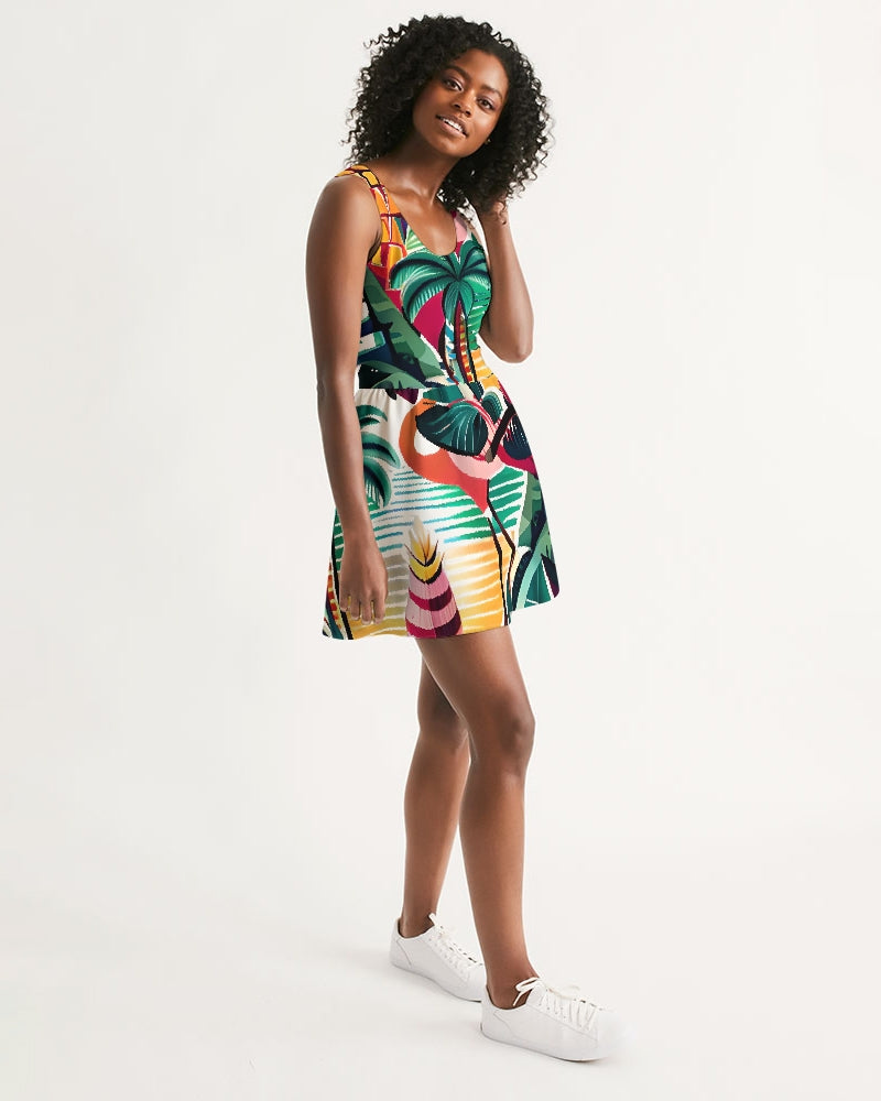 Tropical Paradise Women's Scoop Neck Skater Dress