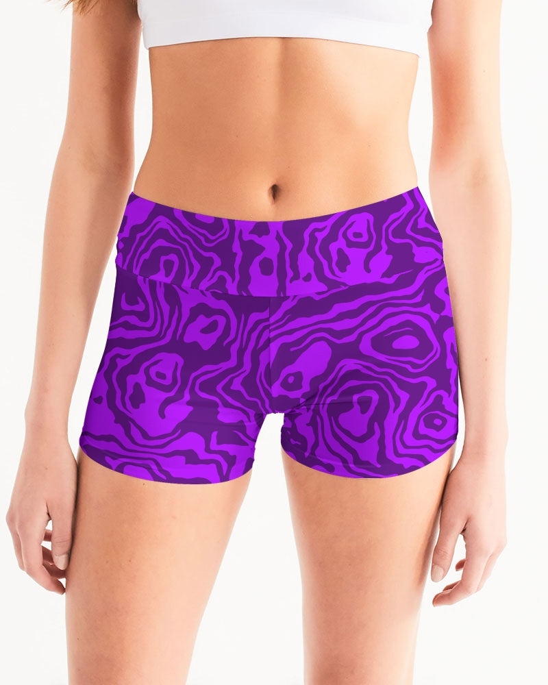 Grape Slush Women's Mid-Rise Yoga Shorts