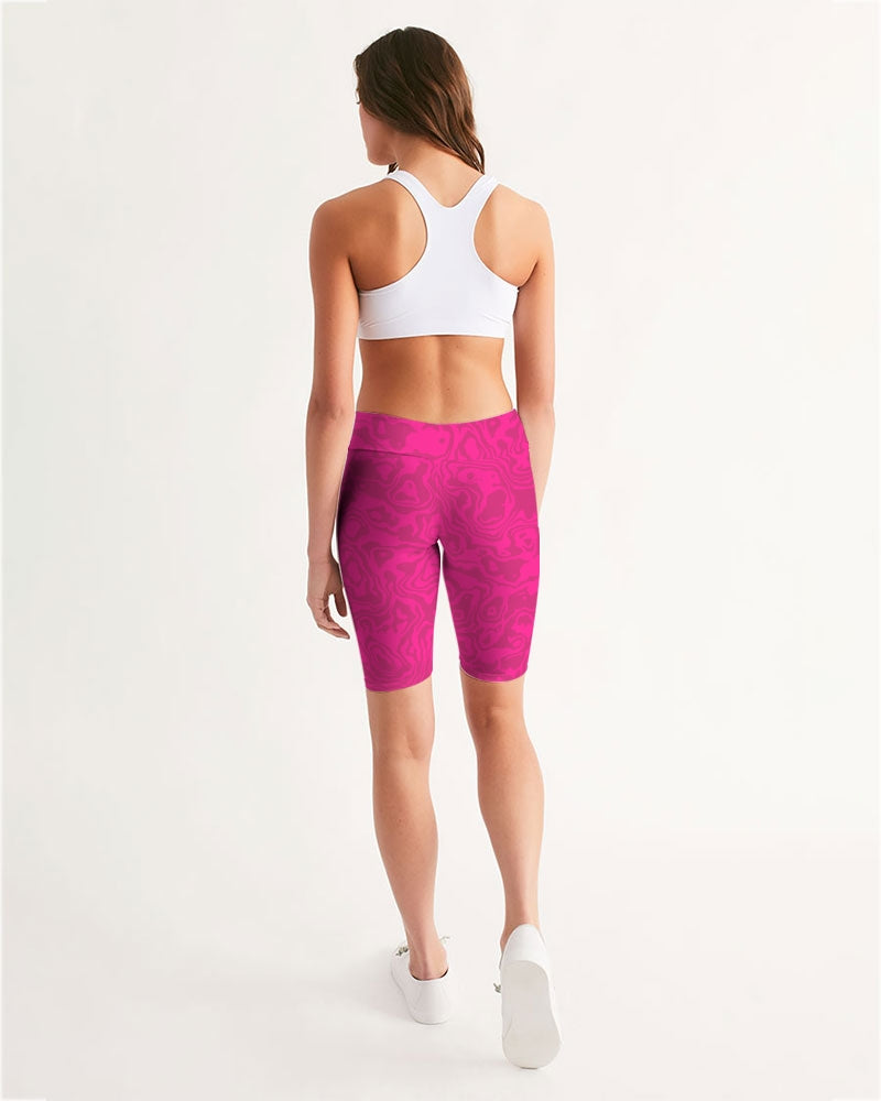 Pink Retro Women's Mid-Rise Bike Shorts - The Dripp VIP